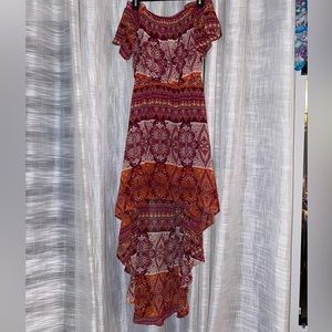 Floral print pink multi color summer dress